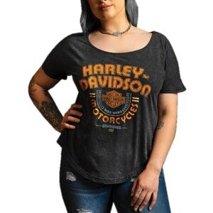 Harley Davidson Women's Have Grit Black Acid Wash NOLA VooDoo Graphic Tee 2X XXL